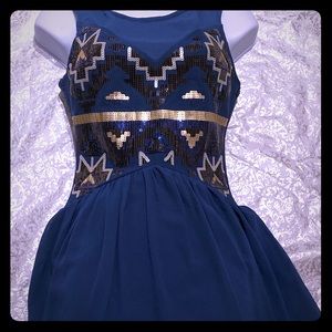 Juniors dress teal color sequence design gorgeous